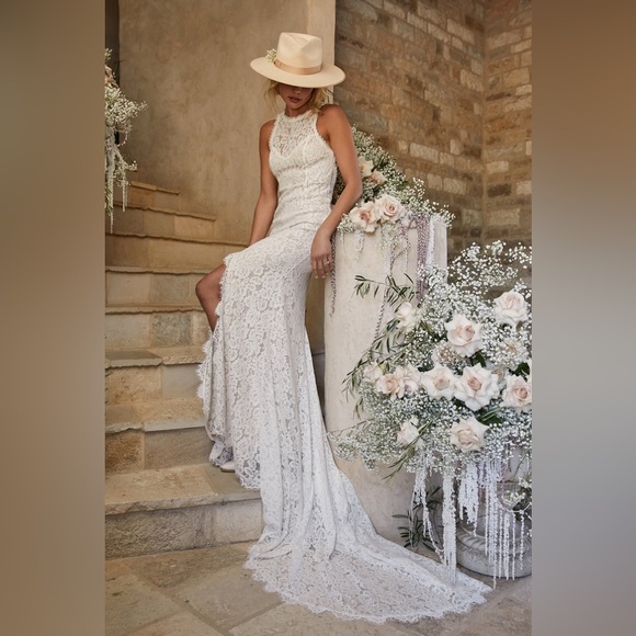 Lulus Love Everlasting White Lace Mermaid Maxi Wedding Dress Open Back Floral S - Picture 5 of 9